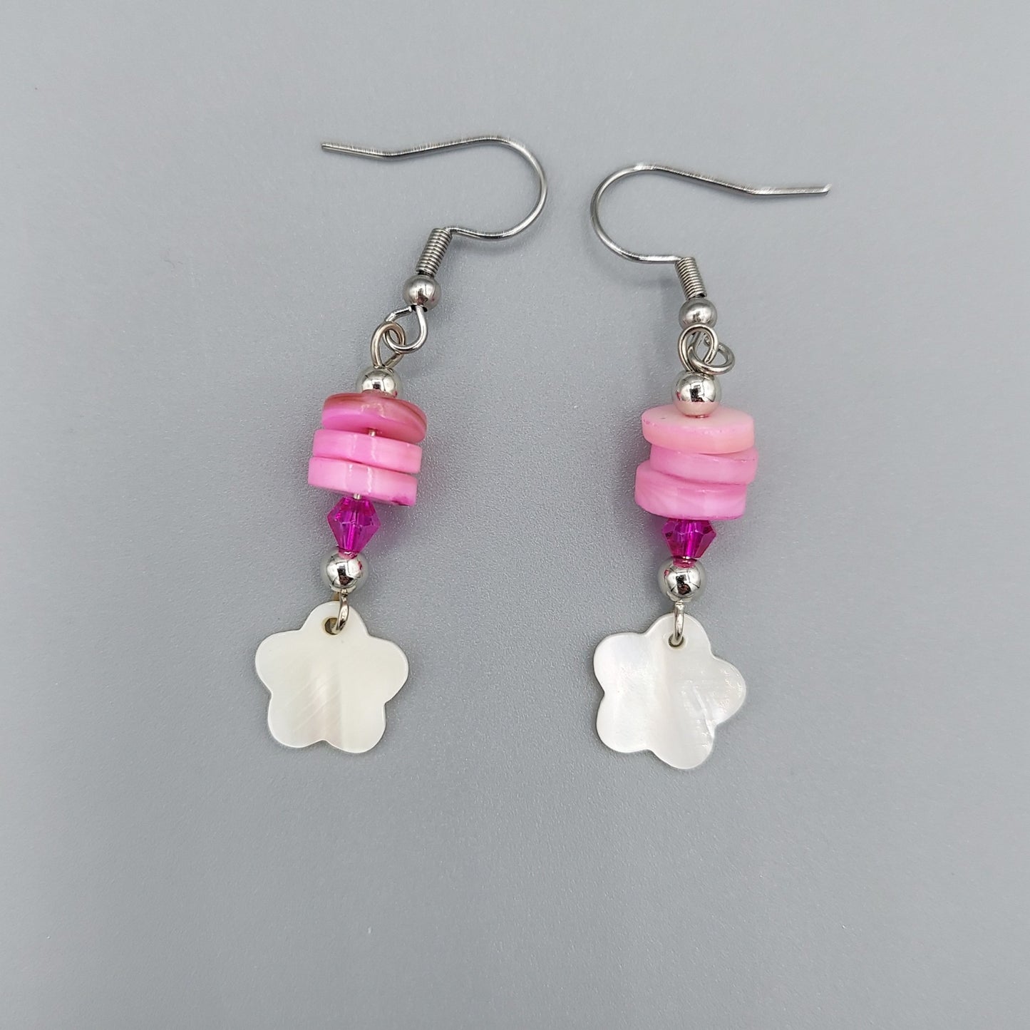 Mother of Pearl Clover Earrings/Pink Shells