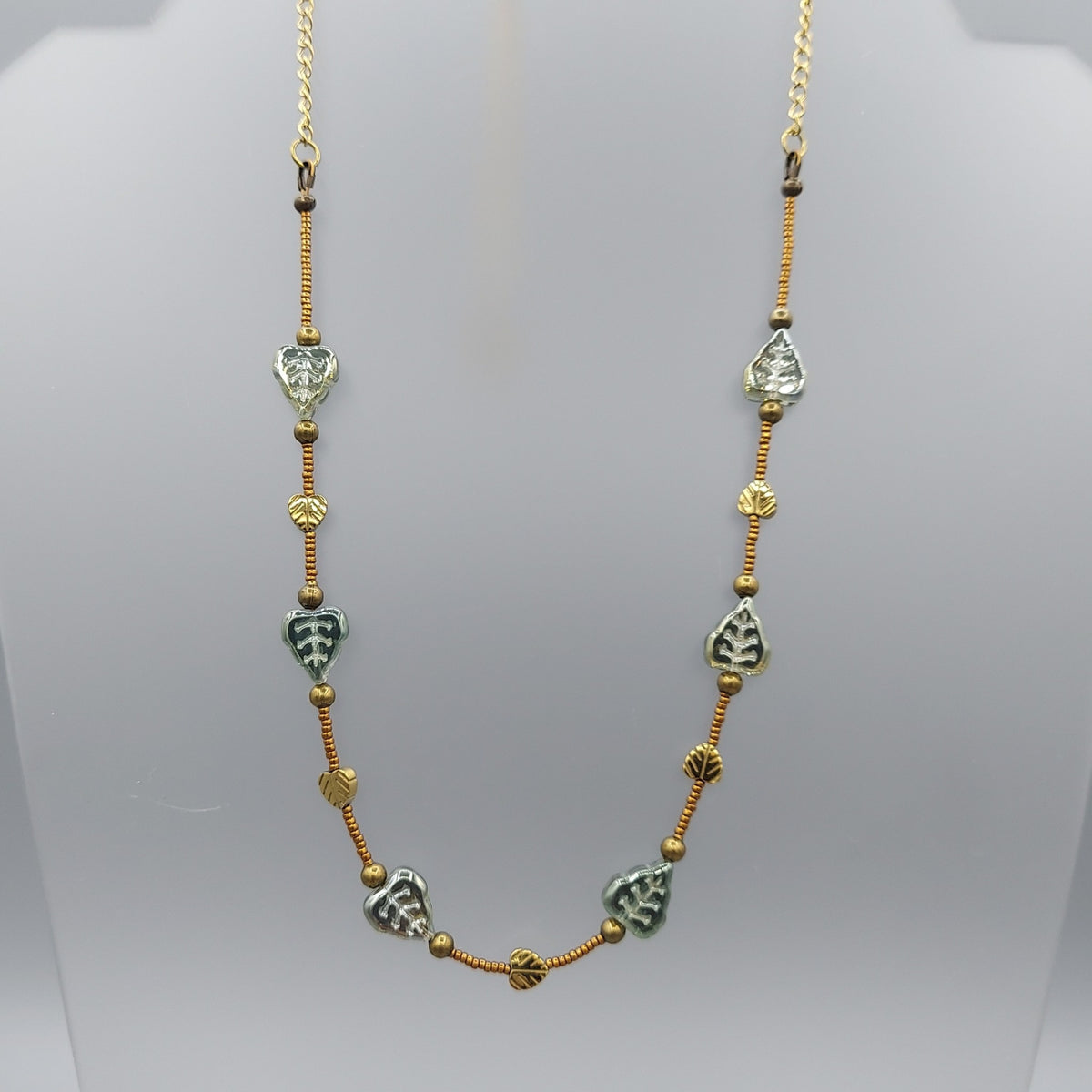 Light Green Glass Leaf Necklace