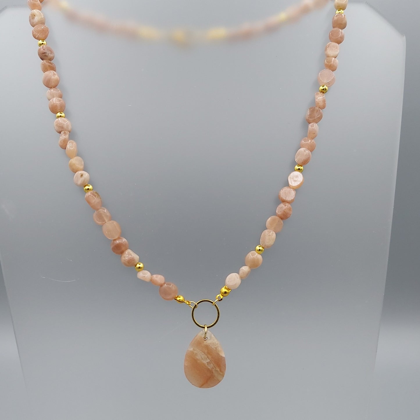Peach Moonstone Teardrop Necklace