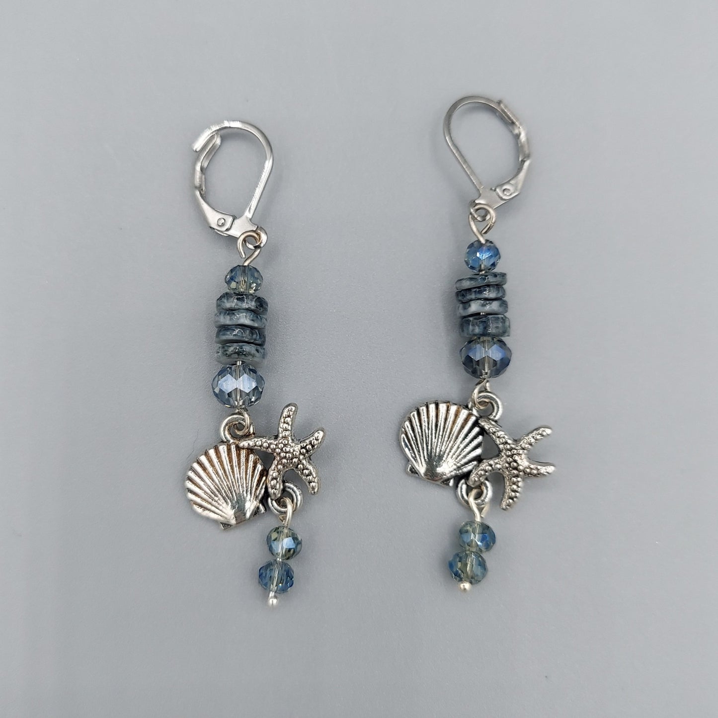Shell/Starfish Earrings/Dark Blue Shells