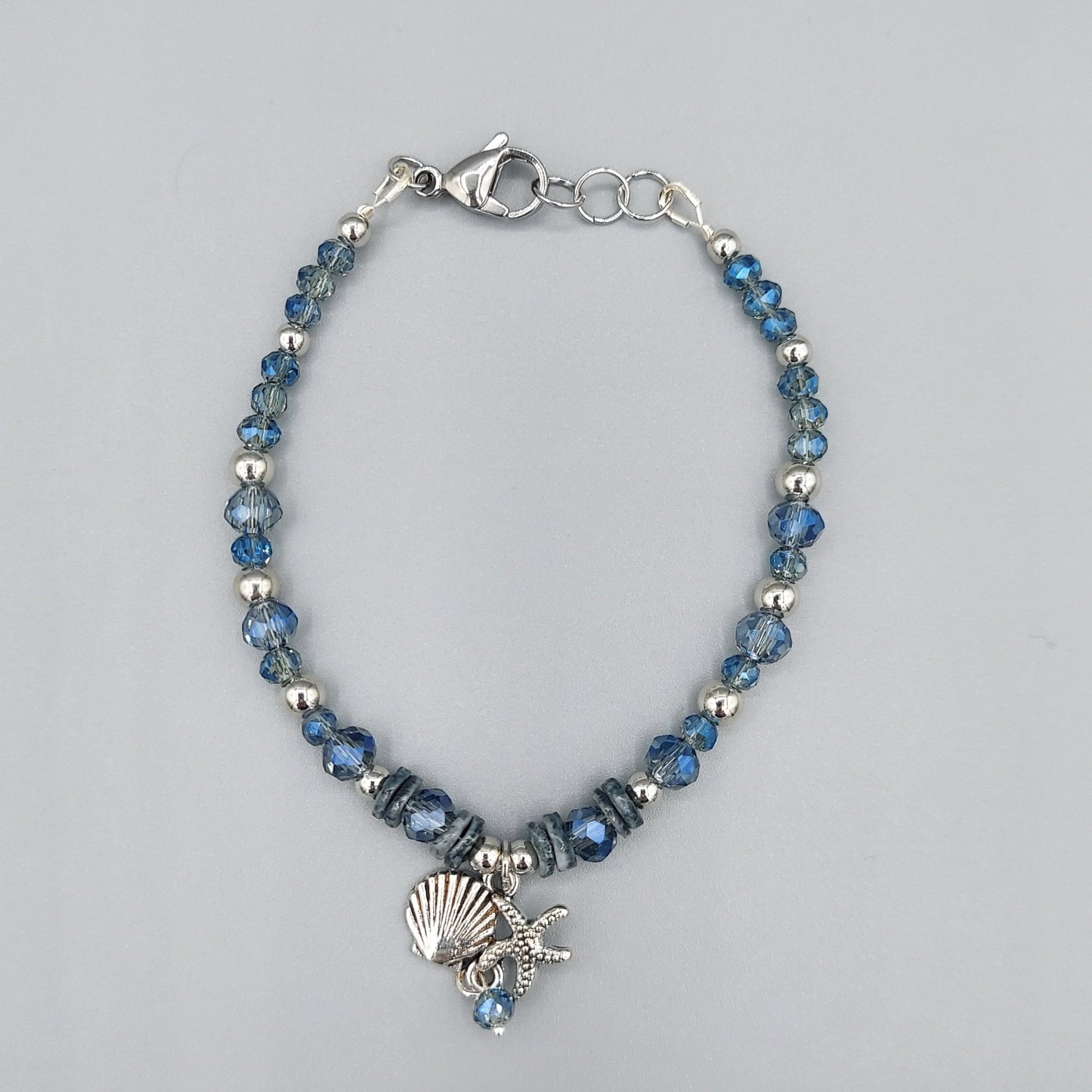 Blue Shell Bracelet/Shell/Starfish Charm
