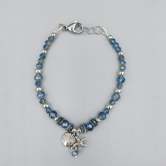 Blue Shell Bracelet/Shell/Starfish Charm