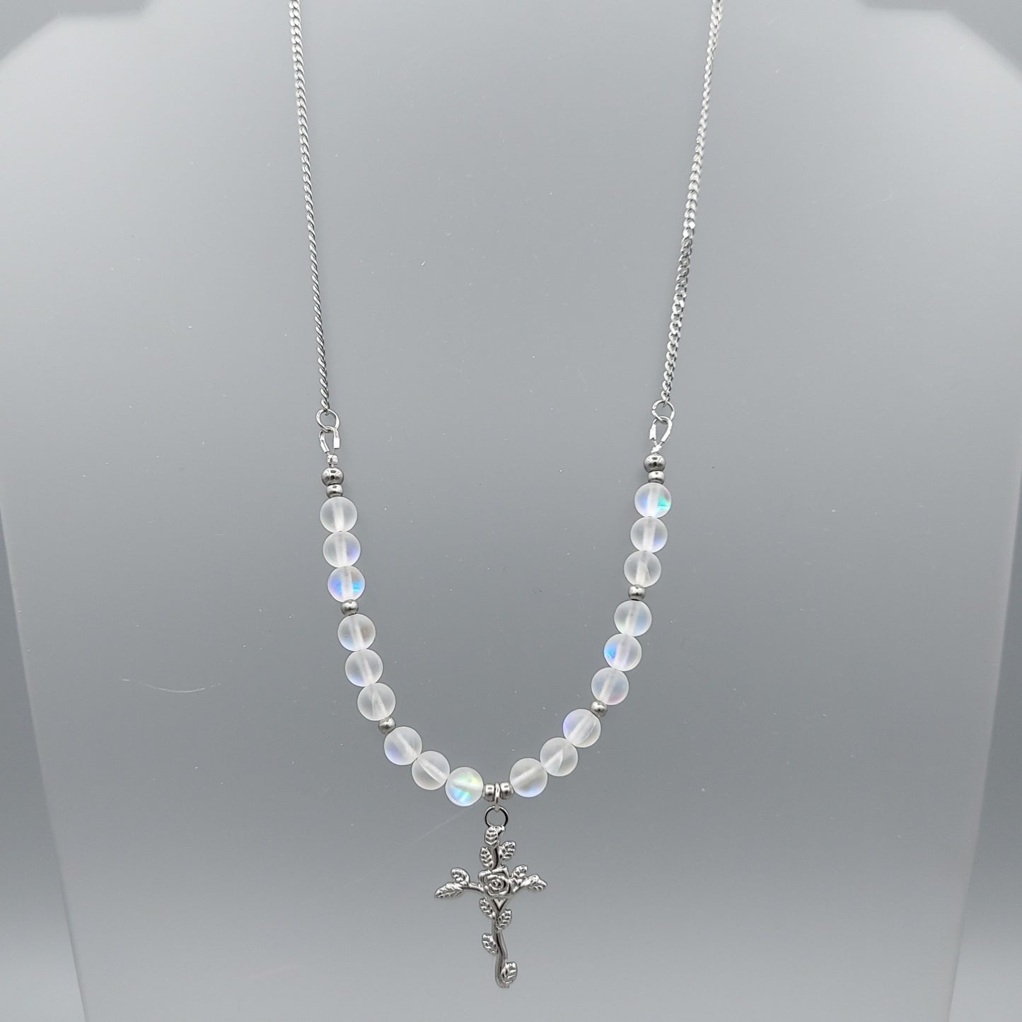 Cross with Rose Pendant Necklace