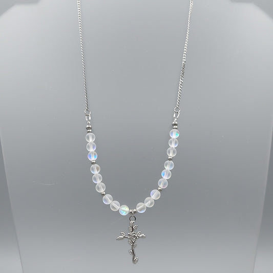 Cross with Rose Pendant Necklace