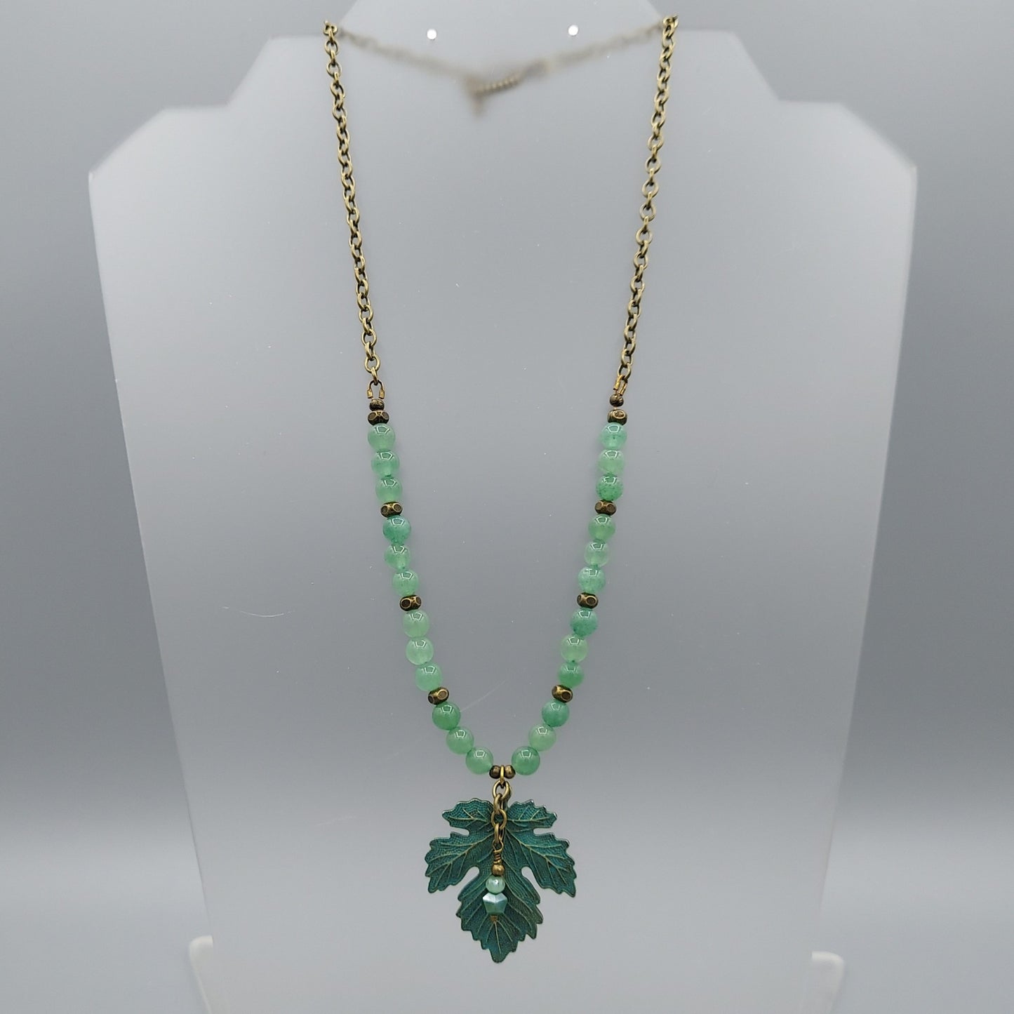 Verdigris Leaf/Aventurine Necklace