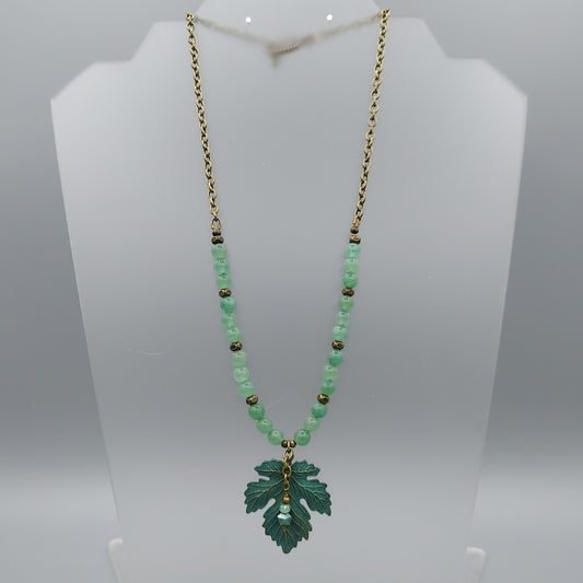 Verdigris Leaf/Aventurine Necklace