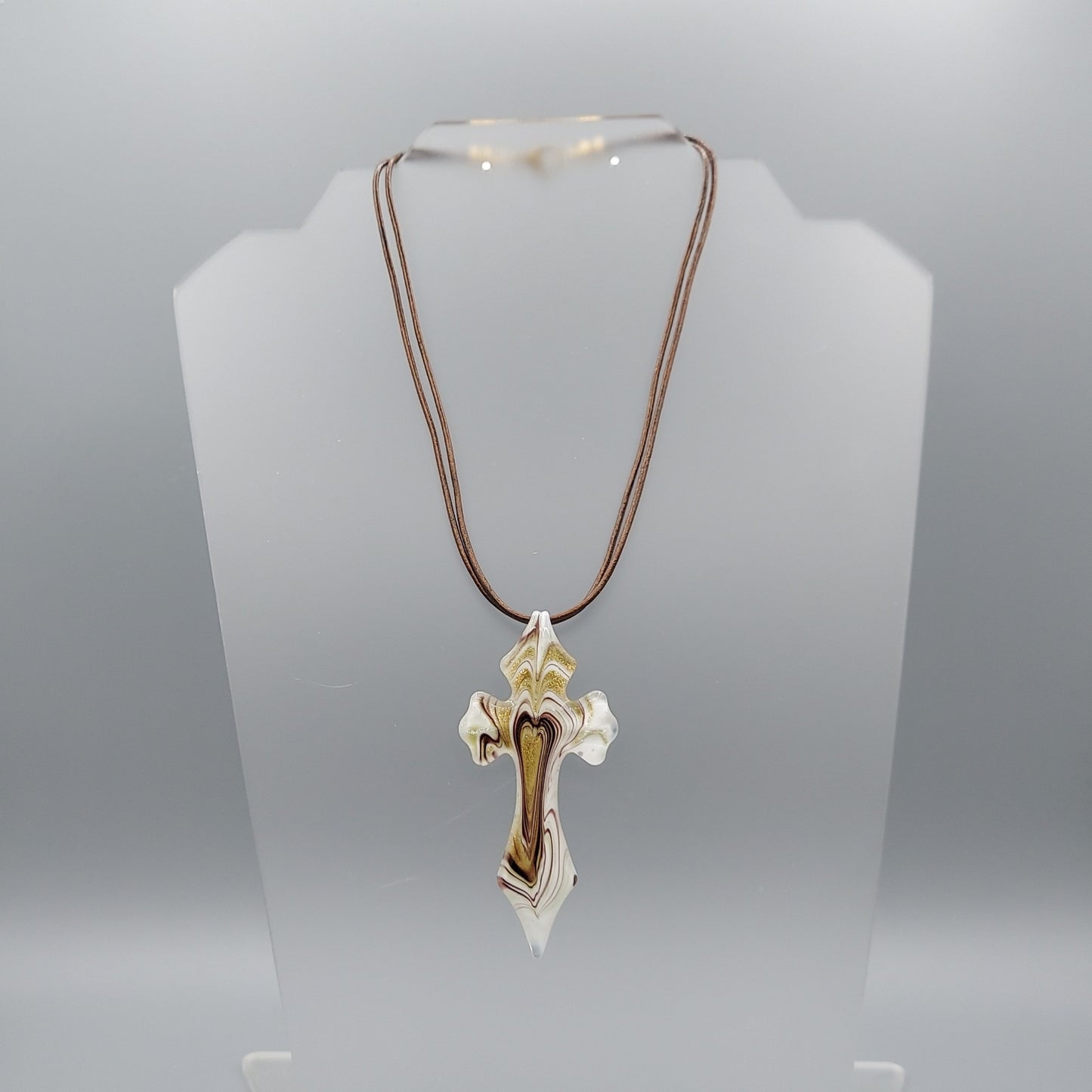 Glass Cross/White/Gold