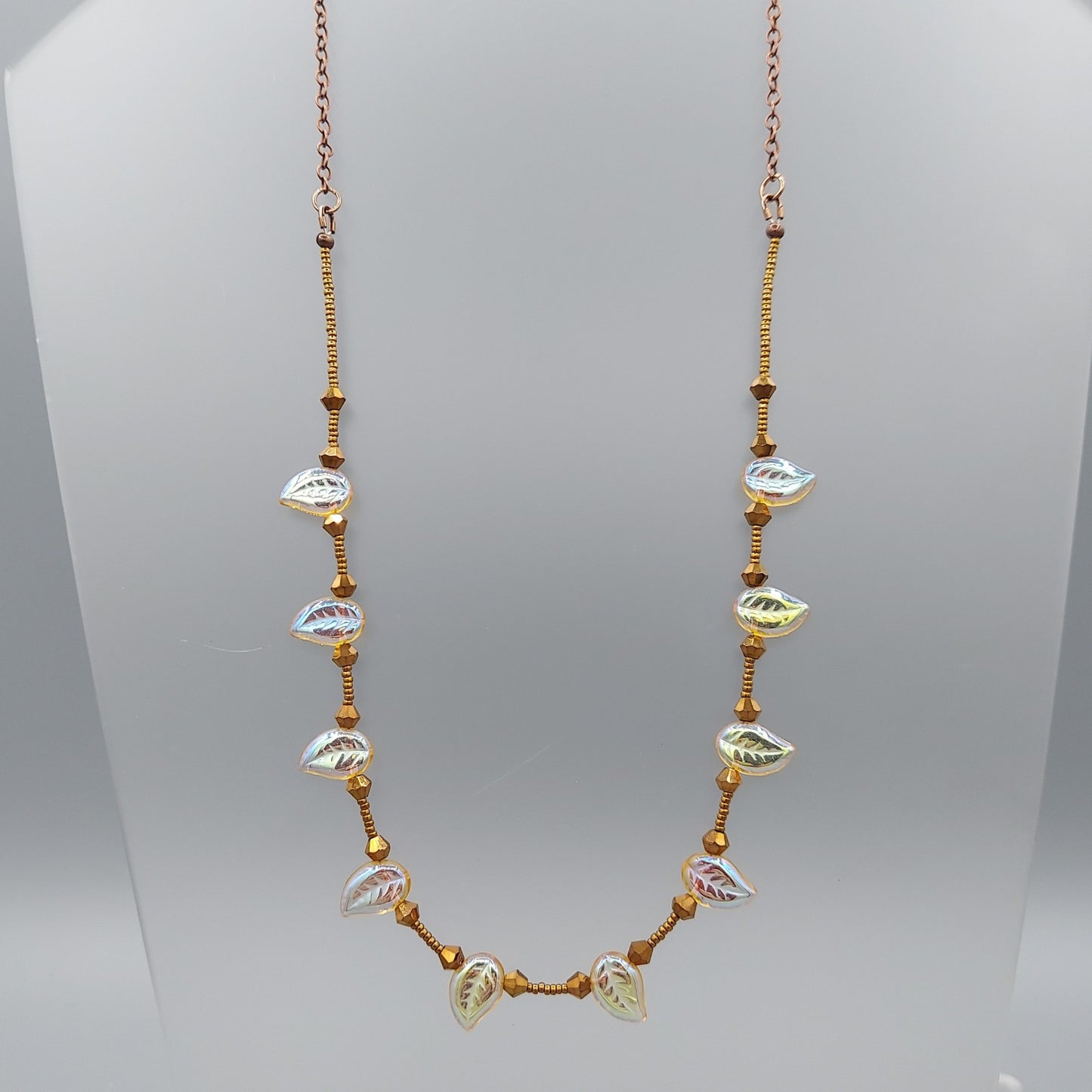 Topaz Czech Glass Leaf Necklace
