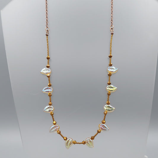 Topaz Czech Glass Leaf Necklace