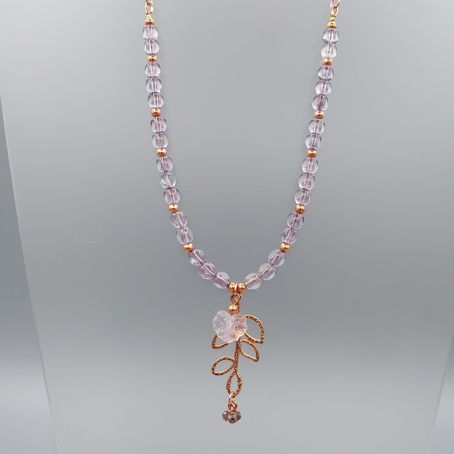 Copper Branch Necklace/Lavender