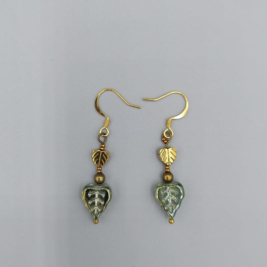 Light Green Glass Leaf Earrings