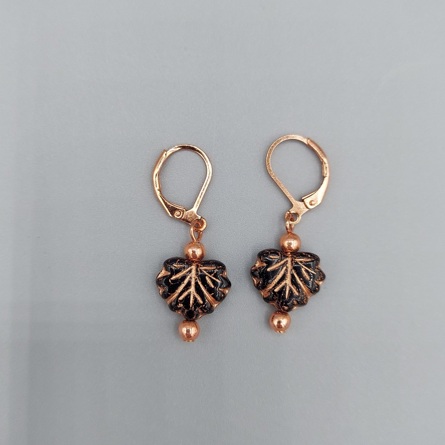 Black/Copper Leaf Earrings